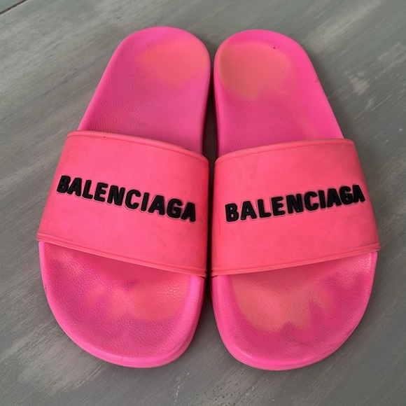 Women’s Balenciaga Neon Pink Slide Sandals 8 - Picture 1 of 5